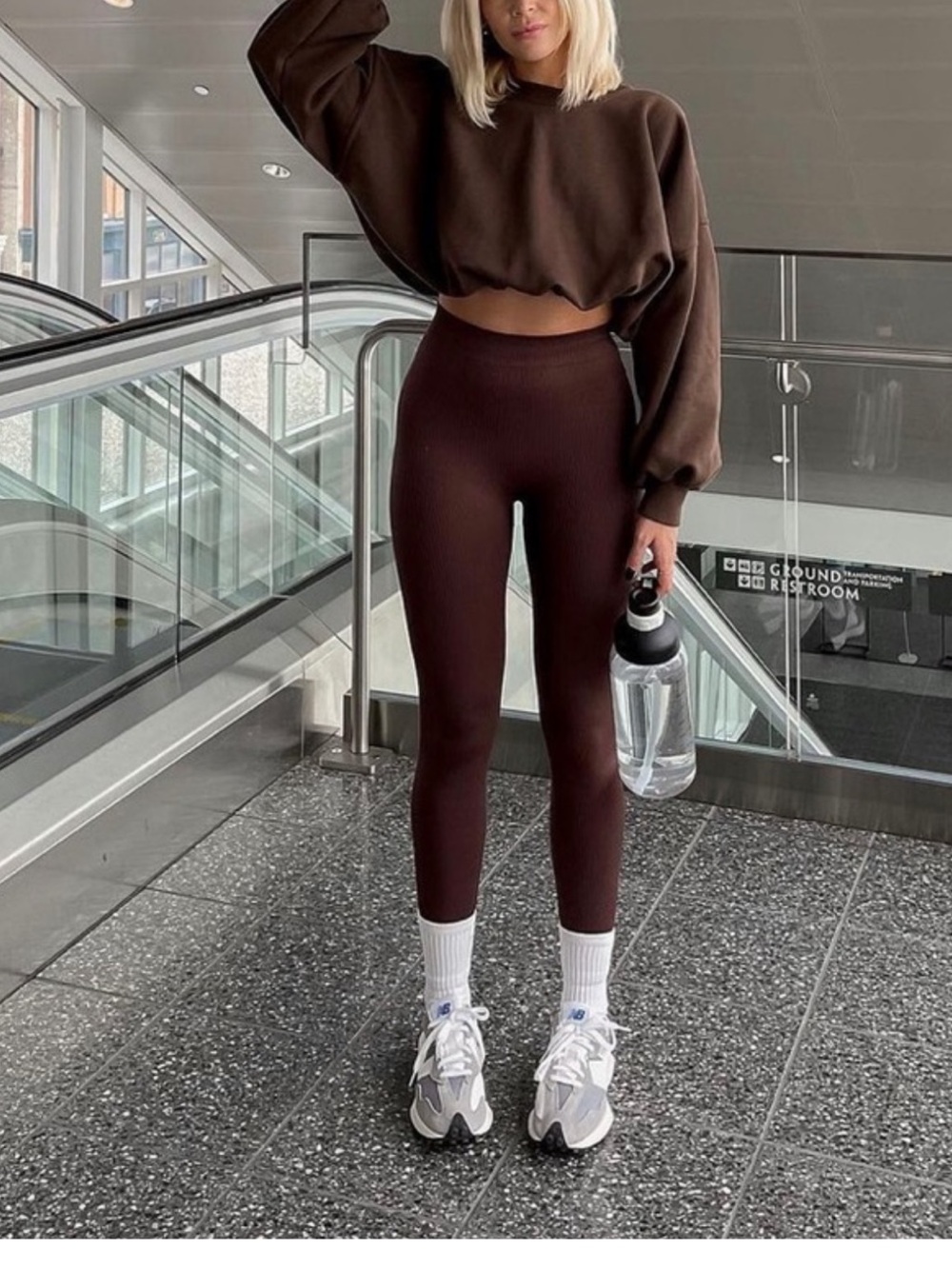 Zara Brown Cropped Pullover Sweatshirt